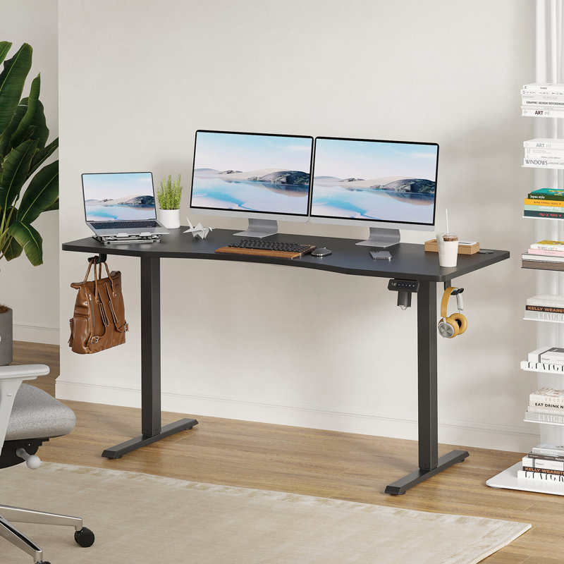 Soliha Adjustable Metal Base Standing Desk, Black