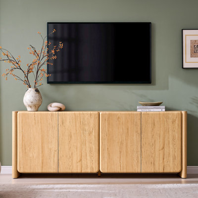  Bolanos Modern TV Stand for TVs Up to 75", 25.2" Tall Entertainment Center with Storage and Adjustable Shelves, TV Console with Rounded Corner Design