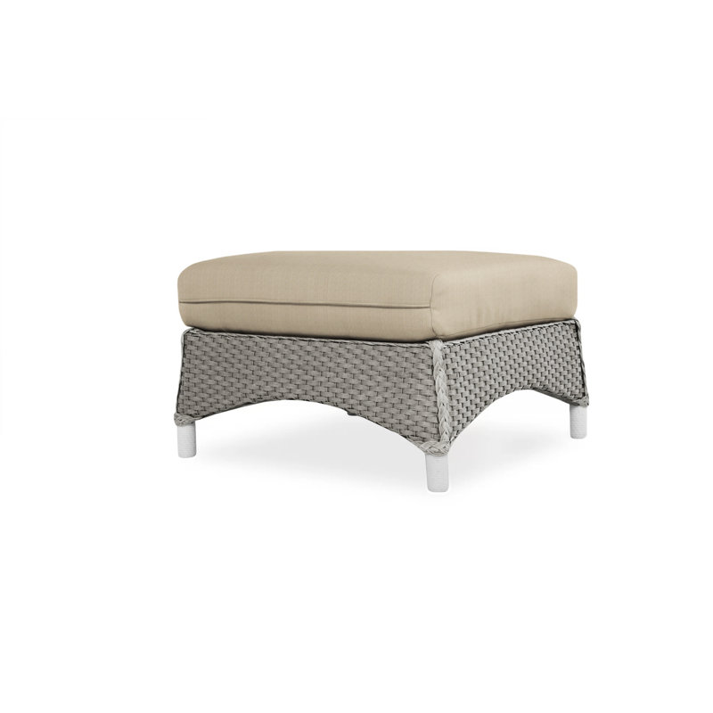 Mandalay Outdoor Ottoman, Sailcloth Salt, Pewter