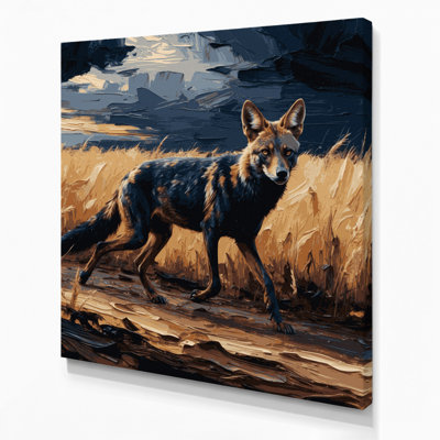 Wildlife Black backed Jackal Black Canvas Wall Art