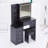 37" Middle Size Left Bedside Cabinet Vanity Table + Cushioned Stool, Large Sliding, Touch Control, Tri-Color Switching, Brightness Adjust Led Mirror, High Capacity Storage, Suitable For Middle Space-1665757960