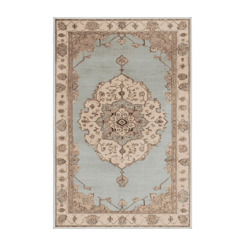 Machine Washable Afyon Beige Area Rug, Runner 2' x 4'