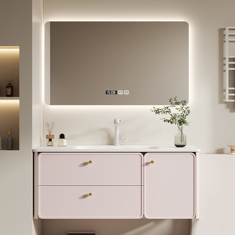 Modern stylish simple bathroom cabinet, 19.7" H x 51.2" W x 21.7" D, Pink