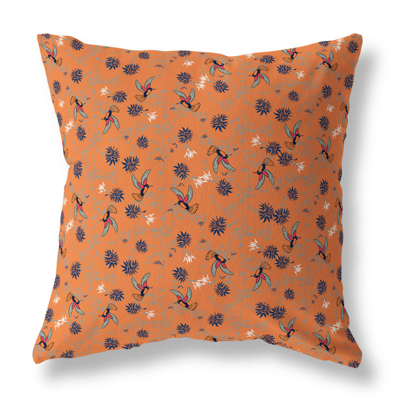 Coussin réversible Songbird Flora Parade, H 18 po x l 18 po, Bleu/orange