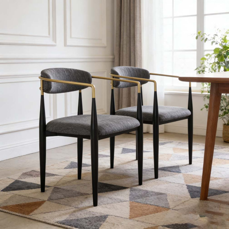 Ensemble de chaises de salle à manger, Gris anthracite