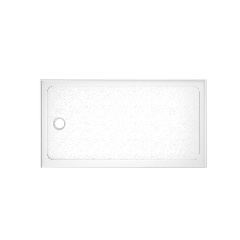 Base de douche en acrylique 32 x 60, bac de douche à seuil simple blanc brillant avec drain à gauche, base de douche en alcôve à 3 murs certifiée CUPC