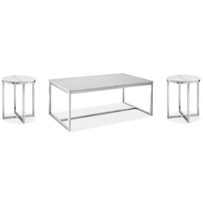 Parkdale Rectangular Cocktail Table With 2 Round End Table