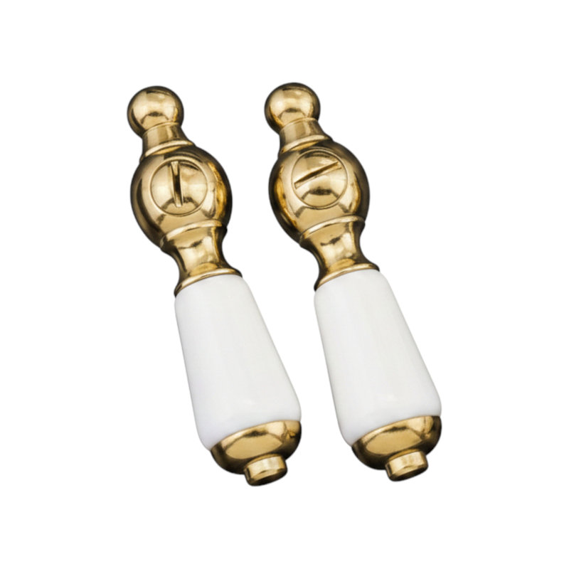 P0552 Paire de poignées longues en porcelaine de 2 po, Laiton ultra enduit