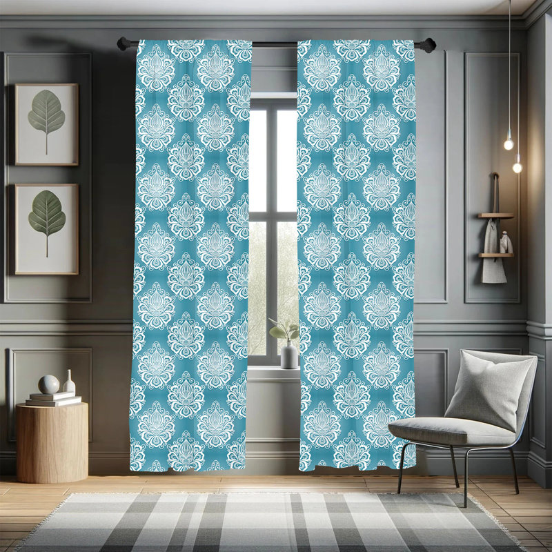 Damask Semi-Sheer Rod Pocket Sliding Panel, 28" x 63"