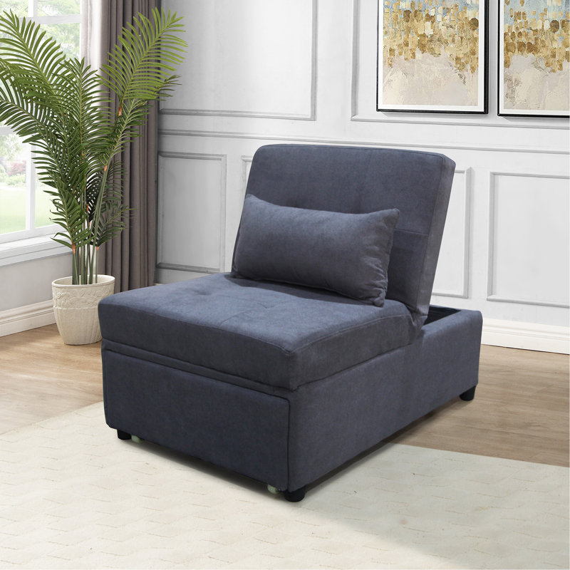 Canapé-lit pliant avec repose-pieds gris foncé, Tissu gris foncé