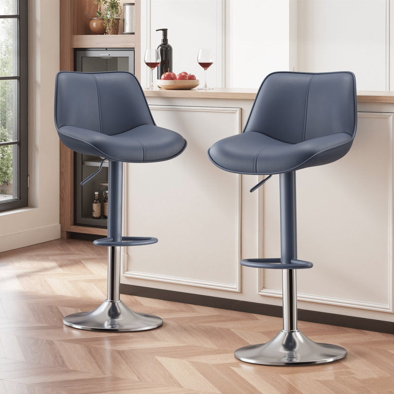 Tabourets de bar pivotants et réglables avec revêtement rembourré et structure en métal (lot de 2), Blue