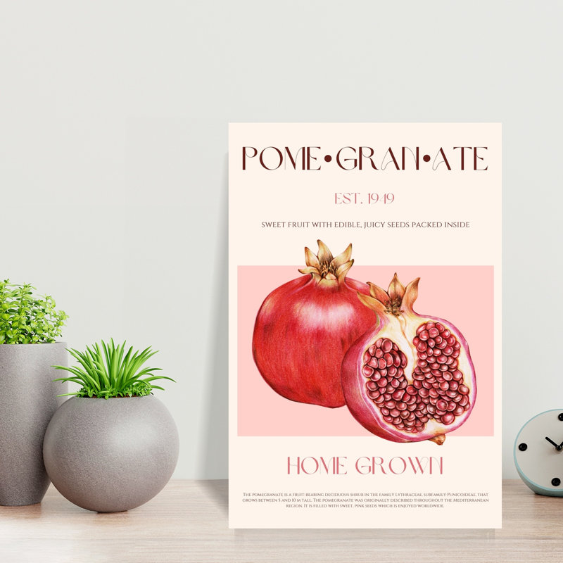 «Ripe Red Pomegranates Vibrant Fruit Plant», art mural, H 18 po x l 12 po