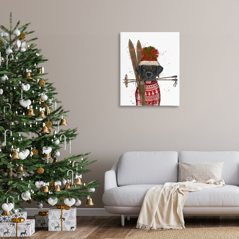 «Black Labrador Skiing» par Fab Funky, H 40 po x l 40 po
