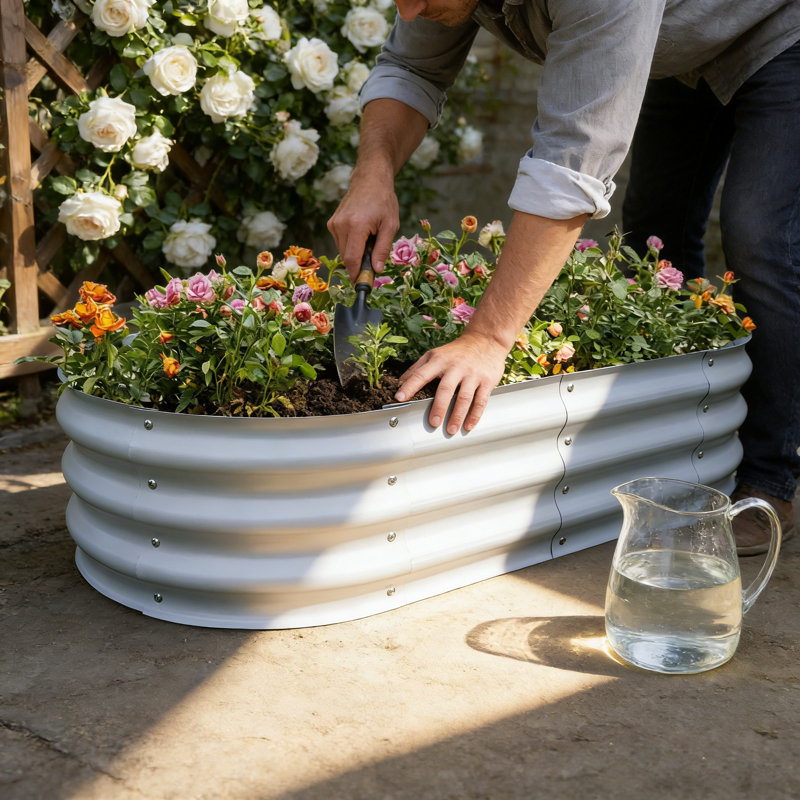  Galvanized Raised Garden Bed, Lightweight Planter Boxes Outdoor With Easy Assembly, Large Garden Bed For Vegetables, Fruits, Flower Silver