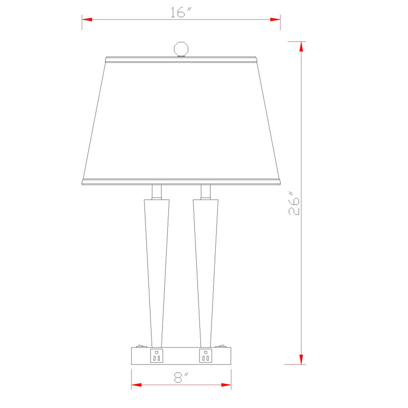 Dual Socket Table Lamp Brushed Steel 28" H Rocker Switches