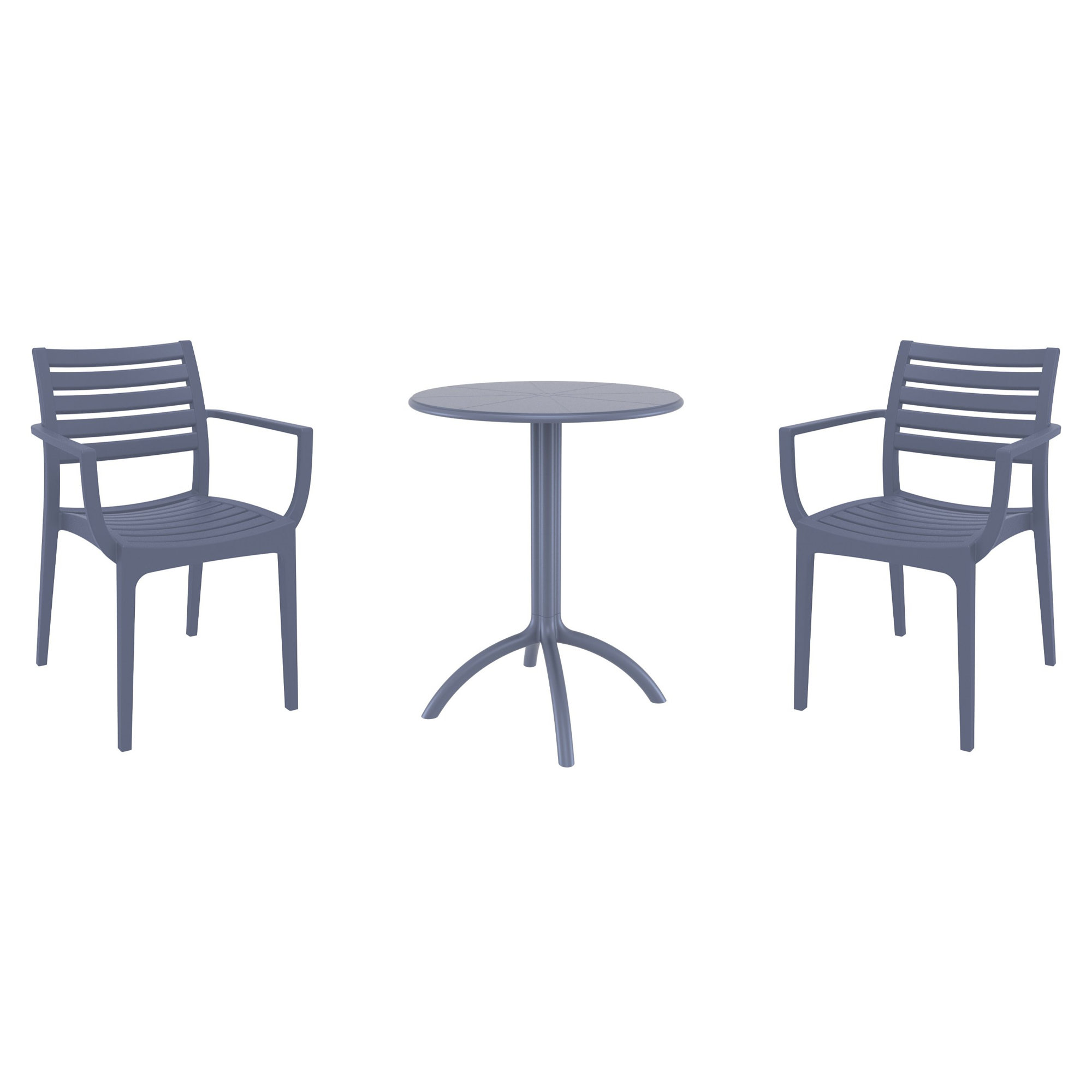 Seneca 2 - Person 23.6" Round Bistro Set,  Dark Gray