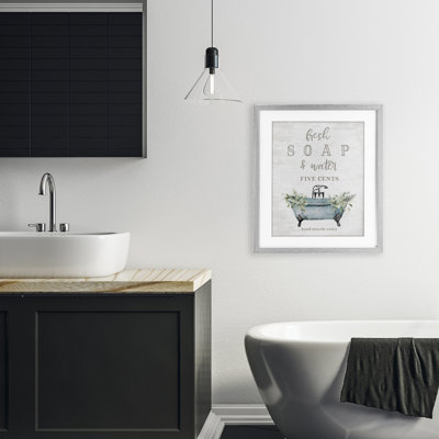 «Antique Fresh Soap & Tub», reproduction imprimée sous verre encadrée