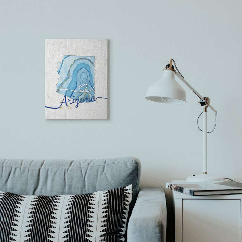 « arizona agate blue us state design », impression sur toile, Toile tendue, H 20 po x l 16 po
