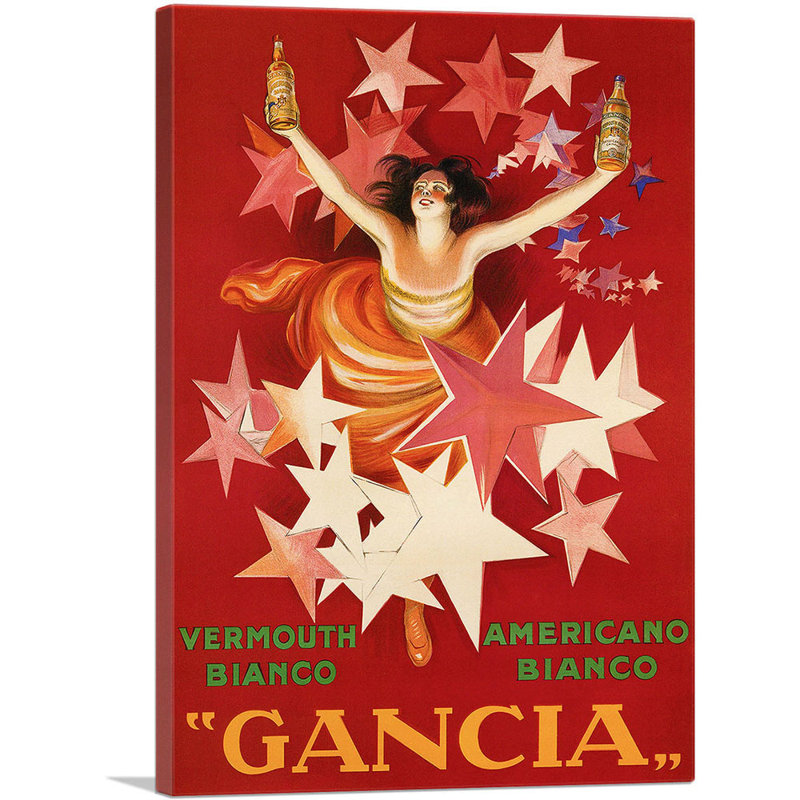 «Gancia 1902» par Leonetto Cappiello - reproduction d'art sur toile tendue, H 26 po x l 18 po x P 0,75 po