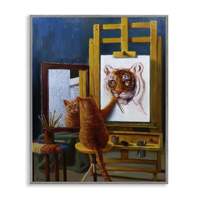 «Cat Confidence Self Portrait as a Tiger Funny», impression, H 20 po x l 16 po, Estampe numérique Farmhouse