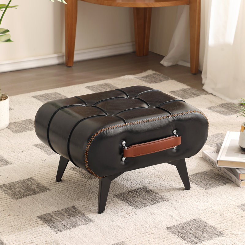 Repose-pieds rembourré en similicuir, repose-pieds, tabouret décoratif pour la maison, Noir