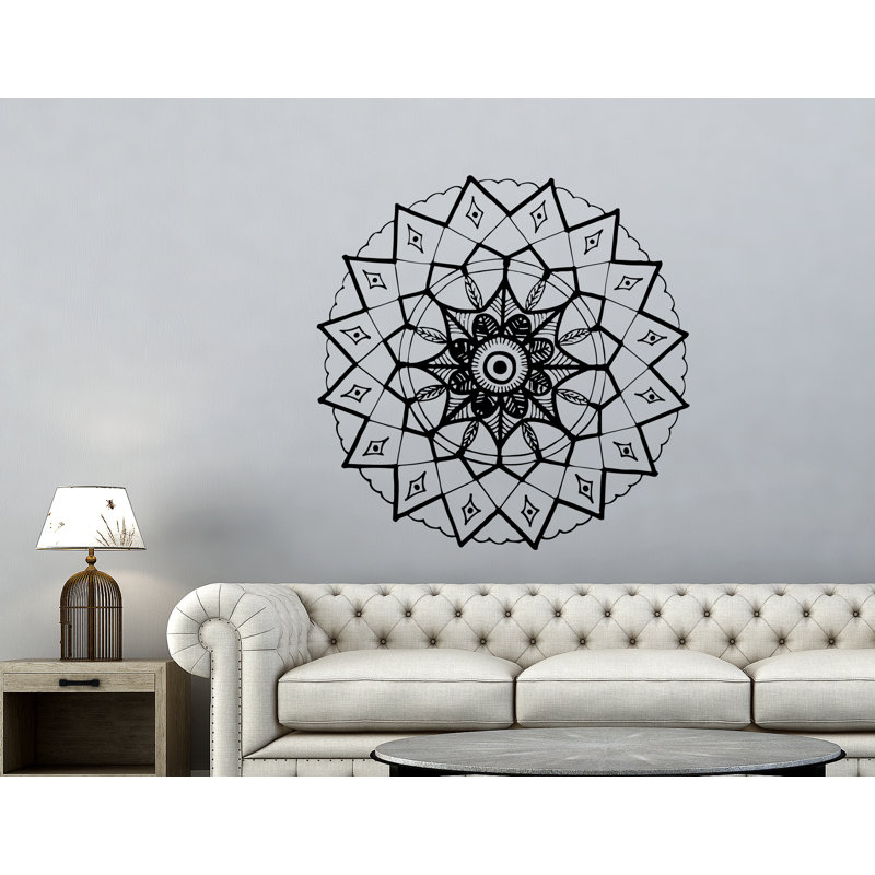 Adhésif décoratif mandala yoga, H 42 po x l 42 po, Blanc