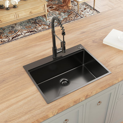 Hercate 22'' W Single Bowl Stainless Steel Drop-In Kitchen Sink with 1 Faucet Hole
