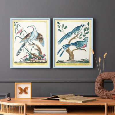 «Pastel Birds V-Premium», reproduction encadrée prête à accrocher - aucun clou requis - aucun clou requis