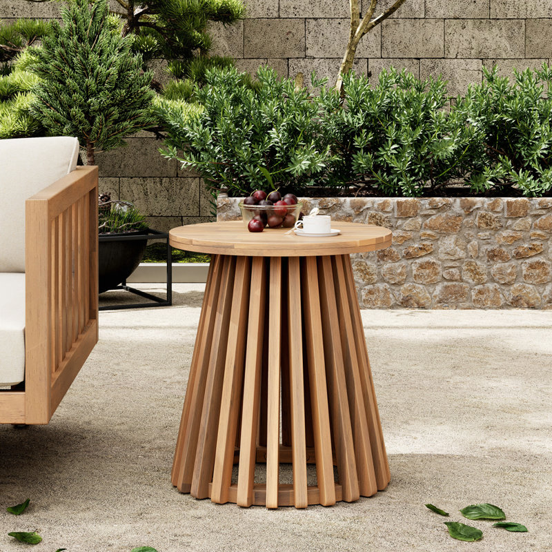 Table d'appoint d'extérieur en bois d'acacia, Teck clair