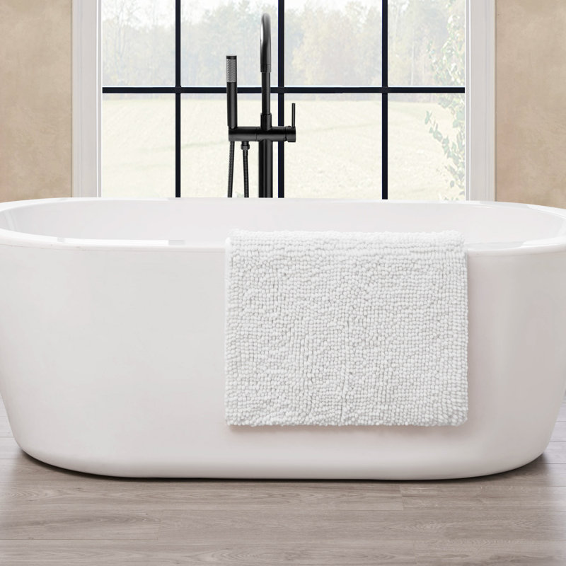 Aguon Non-Slip Bath Mat, Single - 21" L x 34" W, White