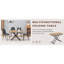 Chaise et table multifonctionnelles avec pieds réglables, texture en bois naturel, métal noir, chaises en lin gris foncé