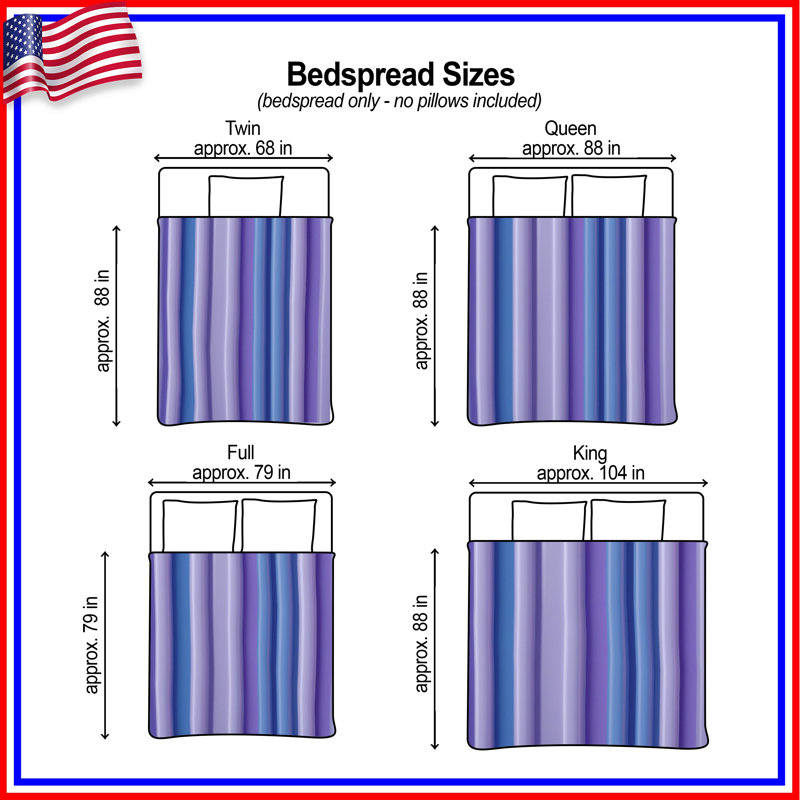 Blue Purple Stripes Bedding Stripes Bedspread Pattern, Twin