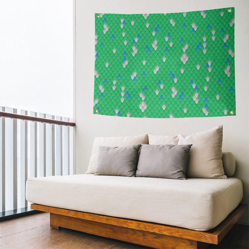 Polyester Tapestry, 26" H x 36" W, Green/Blue