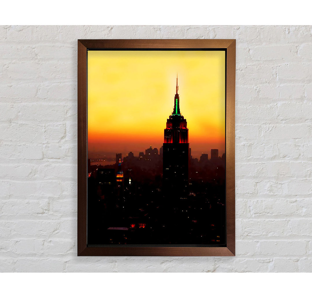 New York City Empire State Building Orange Glow - Einzelner Bilderrahmen Kunstdrucke