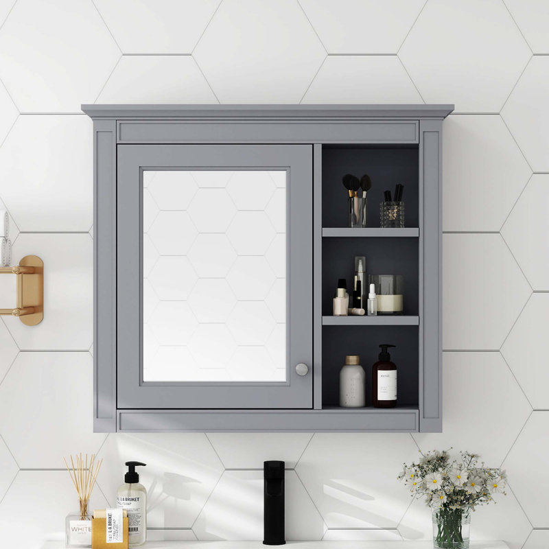 Wall Mounted Bathroom Storage Cabinet, Gray