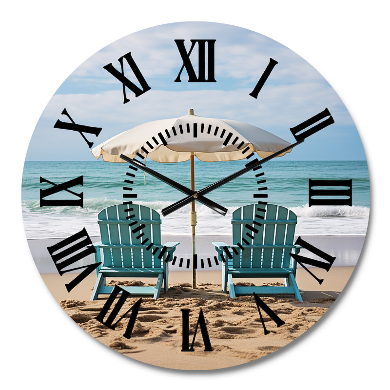 Horloge murale plage et chaises de plage Scenery III, Médium