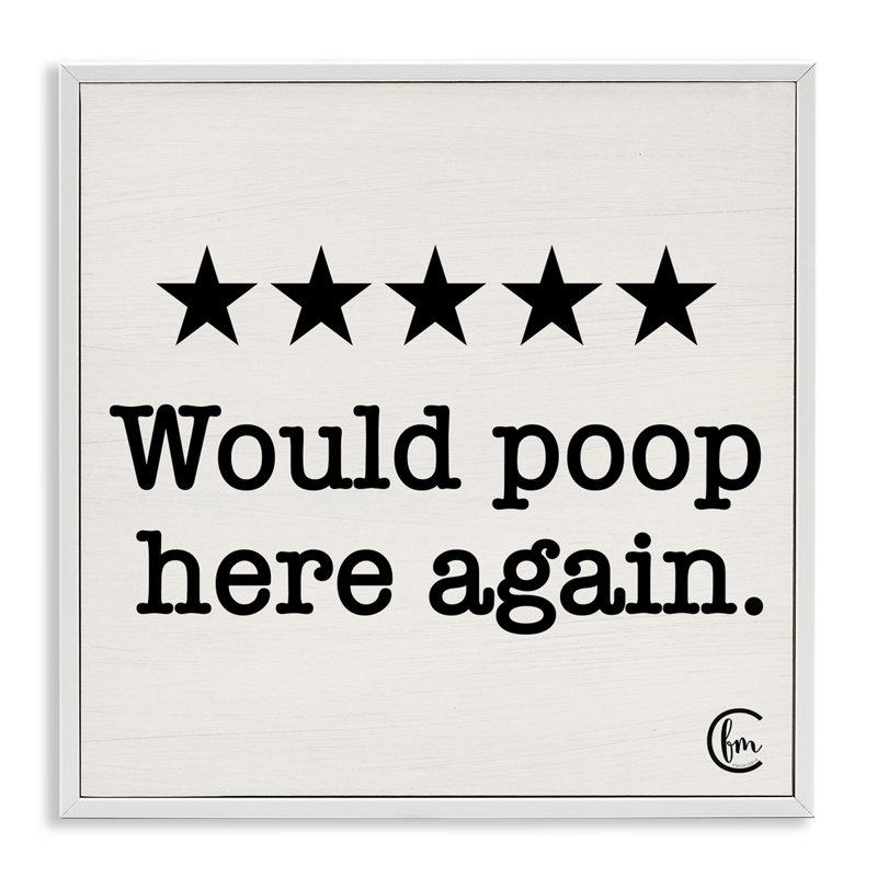 «Will Poop Here Again» par Penny Lane, impression d'art textuel sur cadre flottant, H 17 po x l 17 po