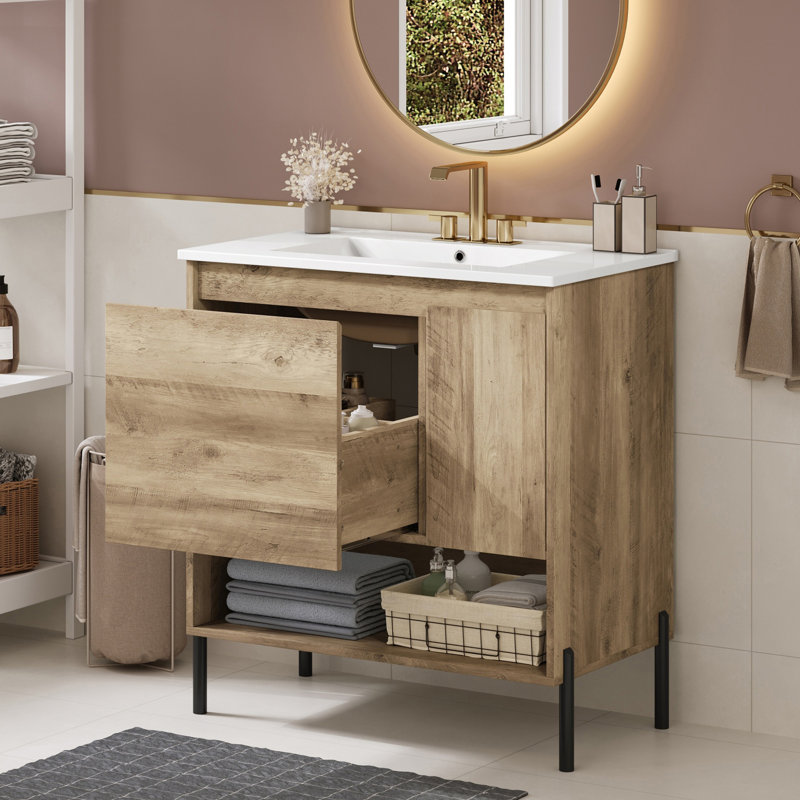 30" Single Bathroom Vanity With Ceramic Sink