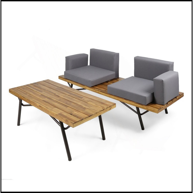 Causeuse d'extérieur avec table basse Canoga