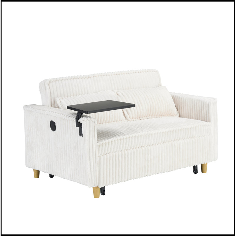 Canapé polyvalent avec plateau mobile et ports USB pour la détente, Beige