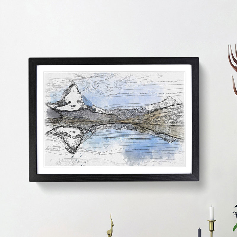 Matterhorn Mountain in Zermatt Switzerland - Picture Frame Graphic Art Print, 45cm H x 63cm W x 2cm D, Black Framed