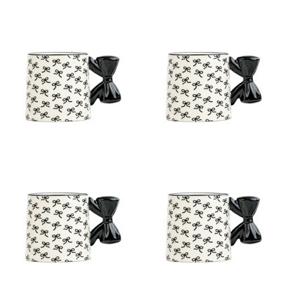 10 Strawberry Street Black Bow Mugs