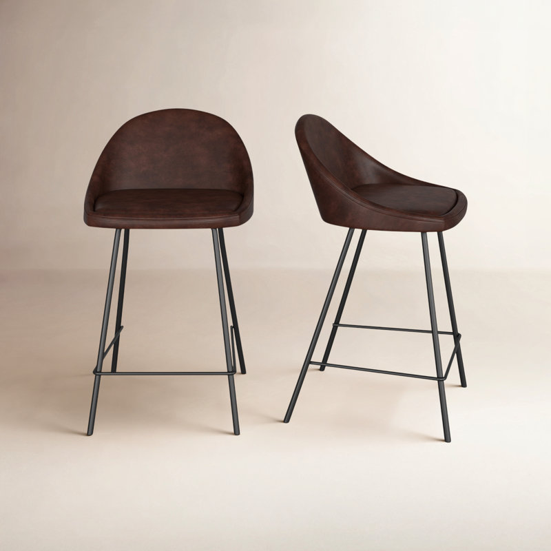 Holmes Faux Leather Upholstered Counter Stool, Tobacco, Counter Stool (23.5" Seat Height)