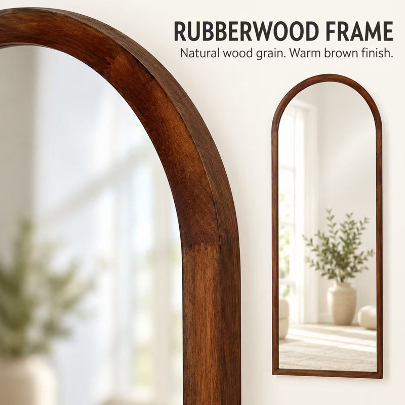 Solid Wood Frame Oval Leaning Mirror