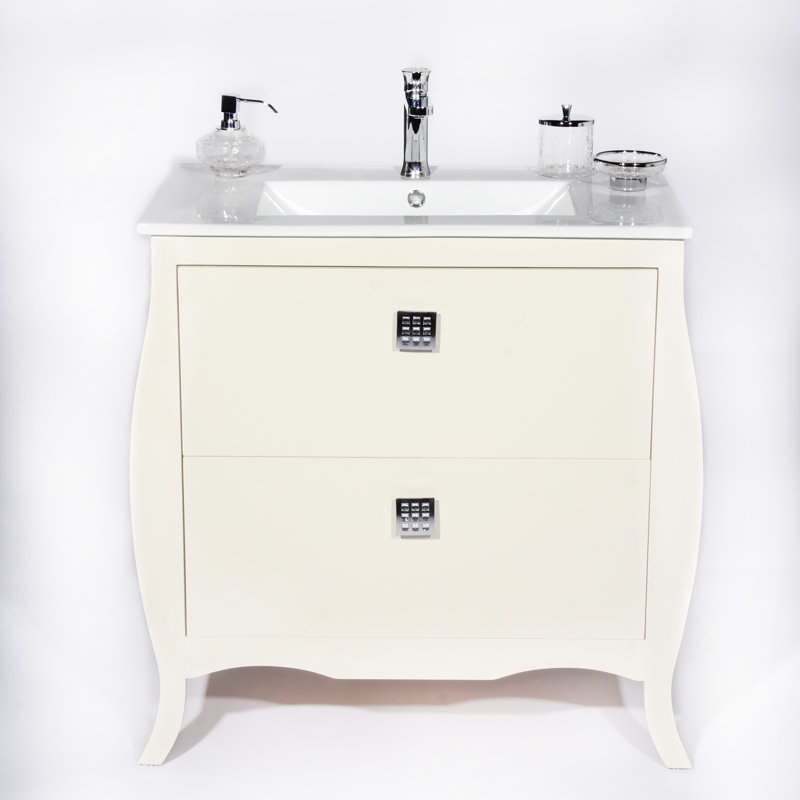 Ensemble de meuble-lavabo simple 32 "Rosato, Ivoire