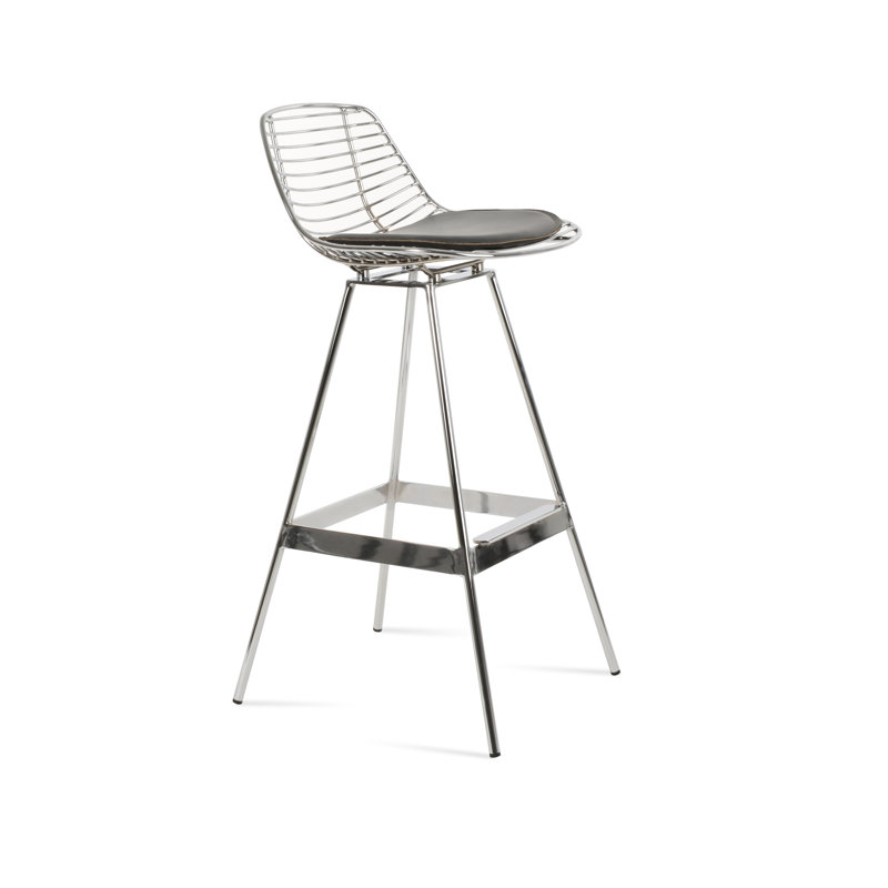 Tabouret Tiger, Noir, Argent, Bar Stool (29" Seat Height)