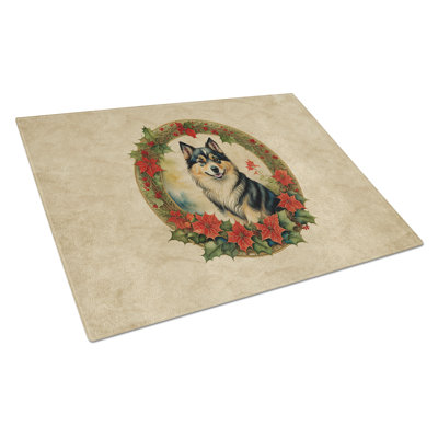 Planche à découper en verre avec fleurs de Noël finlandaises Lapphund