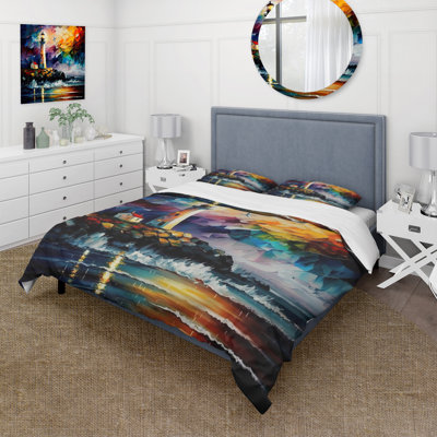 Lighthouse By The Ocean V - Nautical Duvet Cover Set - Microfiber Polyester