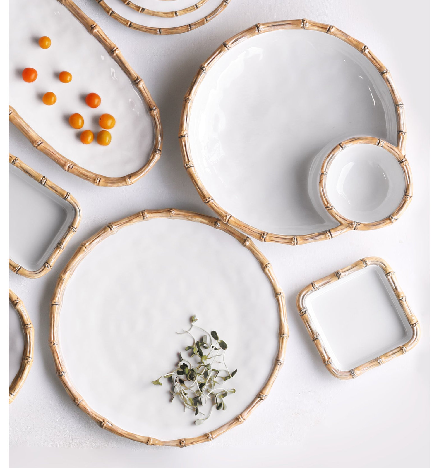 Vida Melamine Platter, White/Natural