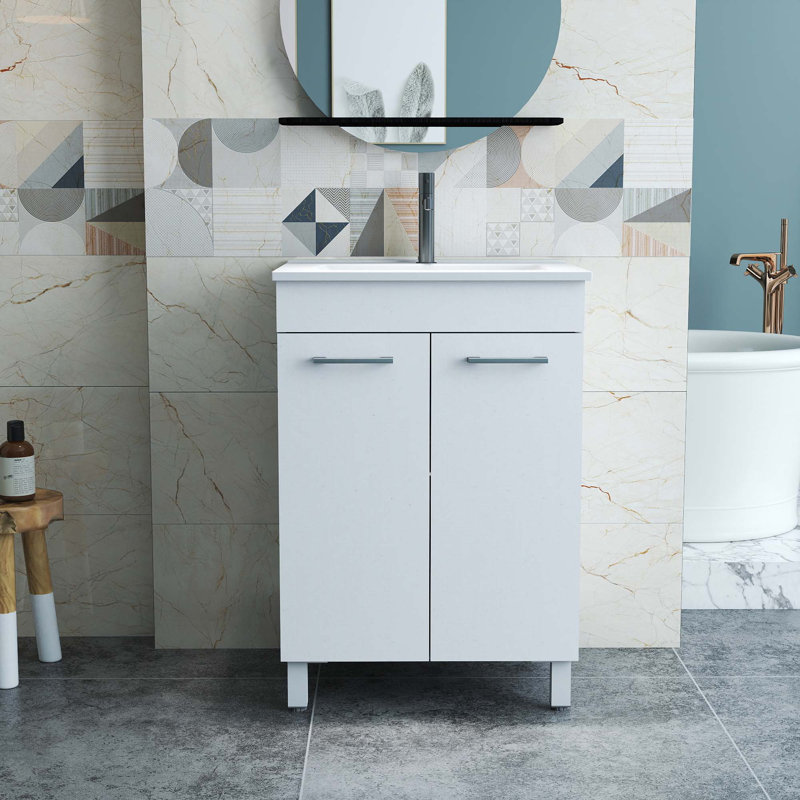 Meuble-lavabo de 24 po avec lavabo et tablette réglable, charnières à fermeture en douceur 24 po